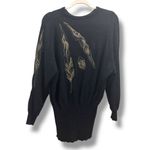 Escada Vintage 80s Black Mohair Beaded Leaves Sweater Photo 1