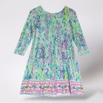 Lilly Pulitzer Sea Isle Tunic Dress Blue Pink Flamingo Palm 3/4 Sleeve Small Photo 1
