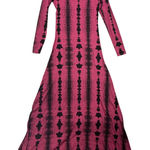 Bel Kazan Maxi Dress Long Sleeve Pink Black Print‎ Casual XS Photo 0