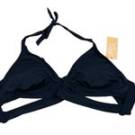 Kona Sol Women's Black Faux Wrap Halter Bikini Top - Size D/DD Cup - NWT Photo 0