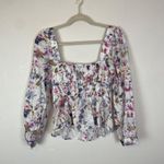 J.Crew  Women's 6 White‎ Floral Square Neck Cinched Waist Top in Kaleidoscope Photo 7