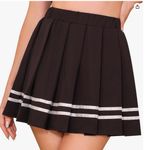 Pleated Mini Skirt Black White Stripe Cheer Skater 2XL Size 2X Photo 0
