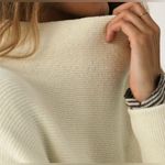 Free People Women's Ottoman Slouchy Tunic Sweater Pullover Long Sleeve Ivory Photo 6