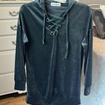 Oversized Velour Tunic Top Charcoal Gray Womens Small Hoodie Pullover Photo 8
