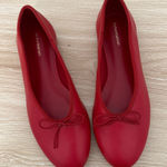Reformation  5.5 Tina Bell Flats Scarlet Leather Red Preppy Holiday Formal Photo 0