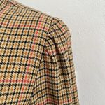 st. john's bay plaid scalloped Blouse top MEDIUM Tan Red Long Sleeve NWOT Photo 3