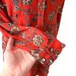 Loft  0 xs burnt orange terracotta paisley boho print mock neck button LS dress Photo 5