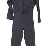 Pietsie Jumpsuit Womens Size Small Cargo Blue Long Sleeve Button Front Cotton Photo 0
