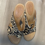 Born Crown By Leopard Print Criss Cross Cork Heeled Slip On Mules Size 8 Tan Photo 4