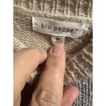 Blu Pepper Colorblock Wide Sleeve Sweater Gray Tan Mock Neck Oversized Boxy Med Photo 3