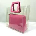 STAUD Shirley Transparent Handbag Tote Leather PVC Clear Pink Medium NWT Photo 6