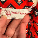 Evan Picone Vintage  red and blue geometric women’s button up blouse with tie Photo 2