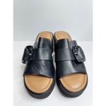 Naturalizer Platform Slide Sandal Size 9 Black Leather Block Heel Round Toe Photo 3