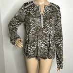 Lucky Brand  Green Floral Embroidered Long Sleeve Top Photo 0