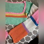 Crochet Cropped Multicolor Sweater the cutest cropped ever! Bright boho crop Pink Size undefined Photo 2