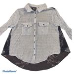 Free People  Party in the back Sheer Pinstripe Button Down Top size XS Photo 4