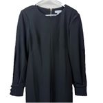 Calvin Klein Black Slit Sleeve Stretch Crepe Sheath Dress Size 6 Photo 2