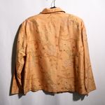100% Silk Orange Button Up Shirt Jacket Embroidered Flowers Whimsical Fairy L Size L Photo 1