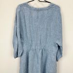 Madewell NEW Splitneck Mini Dress in 100% Linen Sunfaded Blue Pockets US 14 Photo 14