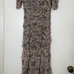 Free People Briella Midi tan floral dotted cinch side slit Dress XS -read Photo 8
