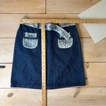 Casablanca Jeans NWOT Dark Wash Denim Mini Skirt Tweed Embellishment Size 8 Blue Photo 4