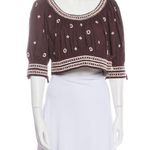 Ulla Johnson RARE Hand Beaded Zola Crop Top Chocolate Color Size 6 NEW Photo 6