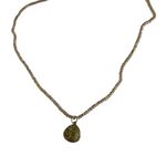 Gold Plated Chain Necklace With Green Druzy Stone Pendant Womens Jewelry u Photo 1