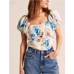 Abercrombie & Fitch Womens Ruched Puff Sleeve Scoopneck Top Floral Crop Sz XL Photo 6