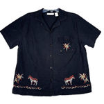 Dressbarn Shirt Womens 1X Black Tan Beaded Zebra Safari Novelty Grandmacore Photo 0