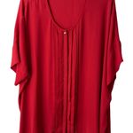 Dana Buchman  Bold Red Satin Blouse Photo 2