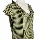 Emma James Polka Dot Midi Dress 14 Green Brown Ruffle Zipper NEW Photo 2