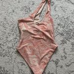 l*space L’ Phoebe One Piece Swimsuit Shimmer Pink Marble One Shoulder Cutout Sz 8 Photo 10