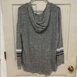 Lightweight fall hooded sweater with striped sleeves by MIX Gray Size 1X Photo 3