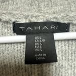 Tahari Gray Wool Blend Long Sleeveless Vest Cardigan Sweater hood Large Photo 1