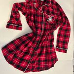 Disney Red/black flannel night shirt Mickey Mouse Santa size XL 100% cotton Photo 0