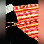 Island Rays NWT Ladies 1X Two Piece Bikini Set Striped Swimsuit Padded Top Pink Photo 13