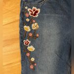 Women's Avenue Denim Skinny Jeans BOHO Embroidered Flower On Leg Plus Size 30 Blue Photo 1
