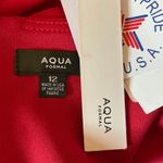 AQUA  Women's Formal Dress Size 12 Red Crepe and Satin Long Column Evening Gown Photo 9