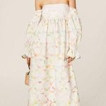 Rosie Assoulin Strapless Off Shoulder White Pastel Print Bell Cuff Midi Dress 4 Photo 0