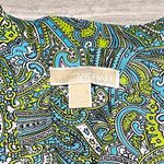 Michael Kors Women's Roll Tab Sleeve Blouse Size XS Paisley Print Green Blue Photo 1