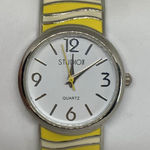 Studio women wrist watch 29mm two tone quartz analog cuff bangle 7” running Photo 0