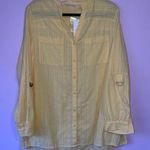 Soft Surroundings NEW L Primavera Tunic in Golden Haze Yellow Button-Up Blouse Photo 0