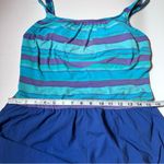 Vintage 90s One Piece Blue Stripes Bathing Suit Swimsuit Medium Photo 3