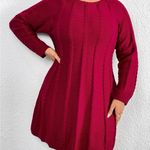 SheIn Plus Raglan Sleeve Cable Knit Sweater Dress Without Belt Photo 1