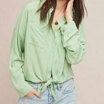 Maeve  By Anthropologie‎ Tie Front Button Down Blouse Shirt Mint Green Small Photo 1