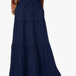 Navy Blue Tiered Maxi Skirt for Women Size Large New Never Worn Photo 0