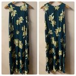 Vintage Caroline Wells Collection Dark Green & Beige Floral Maxi Dress Sz 8 EUC Photo 3