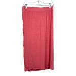 Halara  Ribbed Knit Solid Ruched Drawstring Split Bodycon Midi Skirt Sz‎ L Pink Photo 1