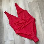 ZARA  Accessories Plunge Low Back One Piece Swimsuit Red (Medium) Photo 0