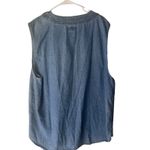 Kikomo Vintage Women's Plus Size 24W Denim Western Button‎ Up Sleeveless Shirt Blue Photo 4